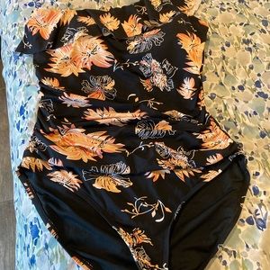 Off the shoulder bathing suit.